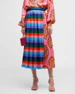 Image 1 of 6: Rianna + Nina Kipos Jara Contrast Pleated Midi Skirt