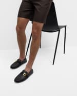 Image 2 of 6: Fendi Men's FF-Buckle Leather Driving Shoes