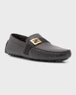 Image 5 of 6: Fendi Men's FF-Buckle Leather Driving Shoes