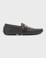 Image 1 of 6: Fendi Men's FF-Buckle Leather Driving Shoes