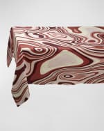 Image 1 of 3: L'Objet Waves Linen Sateen Tablecloth, 70" x 126"