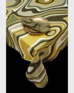Image 2 of 3: L'Objet Waves Linen Sateen Tablecloth, 70" x 126"