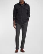 Image 5 of 6: Ralph Lauren Purple Label Men's Brushed Shirt Jacket with Suede Trim