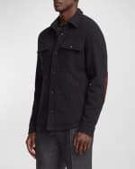 Image 4 of 6: Ralph Lauren Purple Label Men's Brushed Shirt Jacket with Suede Trim