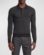 Image 2 of 6: Ralph Lauren Purple Label Men's Herringbone Cashmere Polo-Collar Sweater