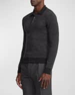 Image 4 of 6: Ralph Lauren Purple Label Men's Herringbone Cashmere Polo-Collar Sweater