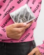 Image 3 of 5: Balenciaga Crush Flap Coin And Card Holder Metallized Quilted