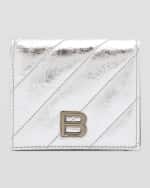 Image 1 of 5: Balenciaga Crush Flap Coin And Card Holder Metallized Quilted