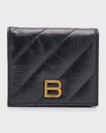 Image 1 of 4: Balenciaga Crush Flap Coin And Card Holder Quilted