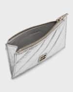 Image 4 of 4: Balenciaga Crush Long Coin And Card Holder Metallized Quilted