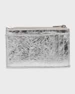 Image 3 of 4: Balenciaga Crush Long Coin And Card Holder Metallized Quilted
