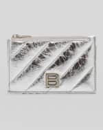 Image 1 of 4: Balenciaga Crush Long Coin And Card Holder Metallized Quilted