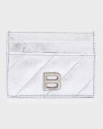 Image 1 of 4: Balenciaga Crush Card Holder Metallized Quilted