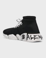 Image 3 of 6: Balenciaga Men's Speed 2.0 Lace-Up Graffiti Recycled Knit Sneakers