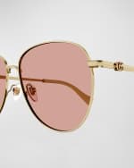 Image 2 of 3: Gucci GG Metal Alloy Round Sunglasses