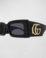 Image 2 of 3: Gucci Geometric Acetate Rectangle Sunglasses