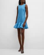 Image 2 of 6: Oscar de la Renta Jewel-Neck Drop-Waist Ruffle Sleeveless Mini Dress