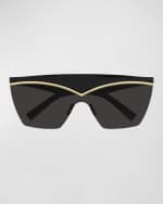 Image 1 of 3: Saint Laurent Logo Acetate Shield Sunglasses
