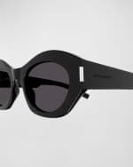 Image 2 of 3: Saint Laurent Logo Acetate Cat-Eye Sunglasses