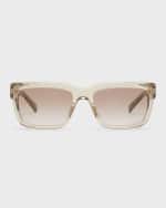 Image 4 of 5: Saint Laurent Gradient Plastic Rectangle Sunglasses