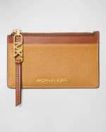Image 1 of 3: MICHAEL Michael Kors Small Zip Leather Card Holder