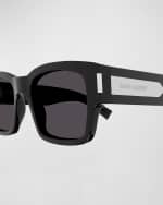 Image 2 of 3: Saint Laurent Men's SL 617 Acetate Rectangle Sunglasses