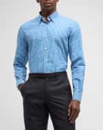 Image 2 of 6: ZEGNA Men's Cotton Micro-Check Sport Shirt