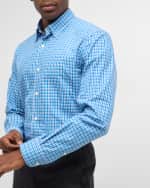 Image 4 of 6: ZEGNA Men's Cotton Micro-Check Sport Shirt