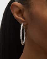 Image 2 of 5: Roberto Coin 18K White Gold Large Oval Hoop Earrings with Diamonds