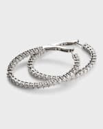Image 4 of 5: Roberto Coin 18K White Gold Large Oval Hoop Earrings with Diamonds