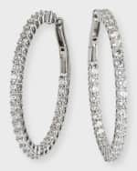 Image 1 of 5: Roberto Coin 18K White Gold Large Oval Hoop Earrings with Diamonds
