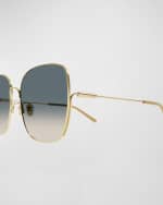 Image 2 of 3: Chloe Gradient Round Metal Sunglasses