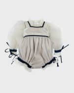 Image 1 of 2: Petite Maison Kids Girl's Coco Caramel Tulle Romper, Size 3M-4