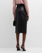 Image 4 of 6: Elie Tahari The Rebecca Ruched Vegan Leather Midi Skirt