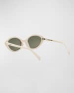 Image 2 of 5: Celine Triomphe Thin Acetate Cat-Eye Sunglasses