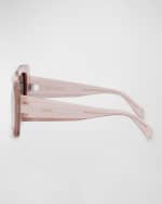 Image 4 of 5: Celine Bold Three-Dot Acetate Square Sunglasses