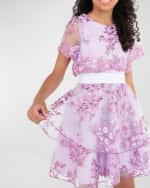Image 3 of 4: Zoe Girl's Lori Floral Embroidered Fly Away Dress, Size 7-16