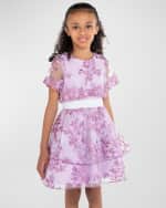 Image 1 of 4: Zoe Girl's Lori Floral Embroidered Fly Away Dress, Size 7-16