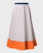 Image 2 of 5: Akris punto Colorblock Cotton Gabardine Midi Skirt