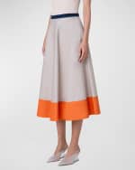 Image 4 of 5: Akris punto Colorblock Cotton Gabardine Midi Skirt