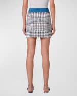 Image 3 of 5: Akris punto Mixed-Media Houndstooth Jacquard Mini Skirt