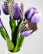 Image 2 of 2: MacKenzie-Childs Purple Tulips Fresh Picks 17" Faux Floral Arrangement in Ceramic Vase
