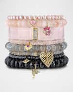 Image 3 of 5: Sydney Evan Moonstone Bead & Diamond Marquise Eye Heart Charm Bracelet