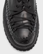Image 4 of 6: Moschino Men's Leather Extended-Lace Derby Loafers