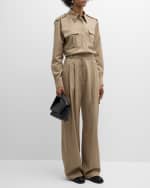 Image 5 of 6: Salon 1884 Nell Pleated Straight-Leg Cargo Trousers