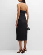 Image 4 of 6: Salon 1884 Pia Crossover-Halter Button-Front Midi Dress