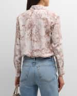 Image 4 of 6: Salon 1884 Nari Marble-Print Silk Collared Shirt