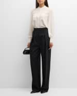 Image 5 of 5: Salon 1884 Cynthia Silk Button-Front Top