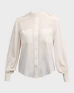 Image 1 of 5: Salon 1884 Cynthia Silk Button-Front Top