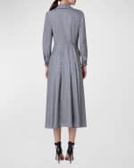 Image 3 of 5: Akris Long-Sleeve Pleated Wool-Silk Midi Shirtdress